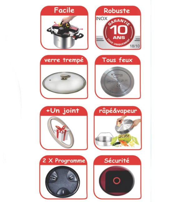 Robuste Autocuiseur & Marmite - 3 en 1 - 06 - 08 - 10 Litres